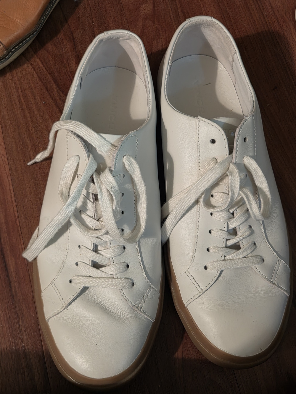 Vince Camuto White Leather Lace-Up Sneakers with Gum Sole